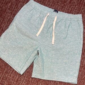 Men’s aqua capri blue green linen cotton casual shorts coastal beach resortwear